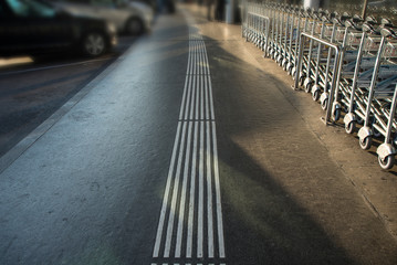 Tacticle ground surface indicators for blind people with troly