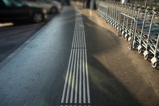 Tacticle ground surface indicators for blind people with troly