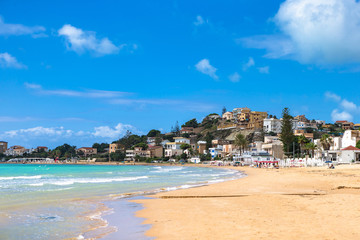 Public beach near The Scala dei Turchi. Realmonte, near Porto Empedocle, southern Sicily, Italy.