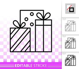 Gift simple black line vector icon