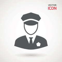 Police Icon vector. Policeman Officer avatar illustration. Soldier icon. Element of war and piece. Signs and symbol for websites, web design, mobile app on white background.