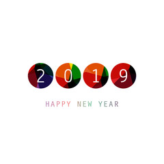 Simple Colorful New Year Card, Cover or Background Design Template - 2019