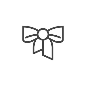 Festive Bowknot icon. Decoration on gift box, element of party outfit, decor in christmas and other holidays symbol