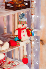 Funny snowmen. Beautiful winter background