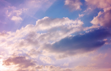 Pastel pink clouds, beautiful colorful cloudscape