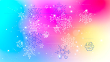 Snowflakes and festive lights - vector background with beautiful snowflakes that merrily shine and shimmer in color space