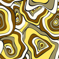 Hand Drawn Wavy Circles. Abstract Seamless Background in Ethnic Style. Vector Psychedelic Pattern with Deformed Rounds. Wave Seamless Pattern for Fabric, Textile, Cloth Design. Distortion, Spots.