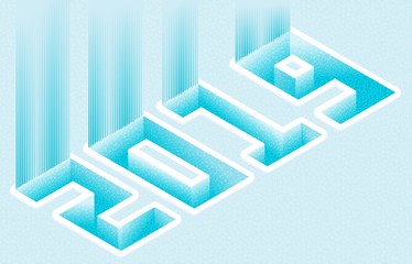 Fototapeta premium Calendar 2019 isometry. Isometric water figures, numbers with snow.
