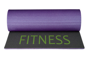 Mat for fitness isolated on white background