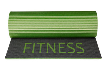 Mat for fitness isolated on white background