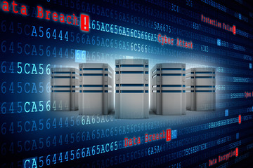 3d rendering Database storage network concept
