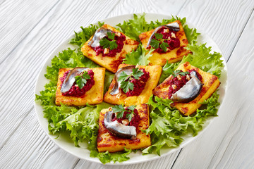 tasty Fried Polenta Squares, top view