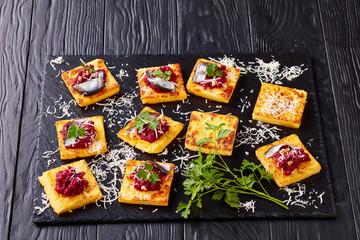  Polenta Squares with Creamy beetroot pate