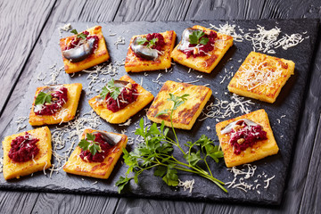 close-up of portions of Polenta Squares