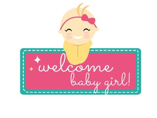 welcome baby girl celebration.vector illustrator