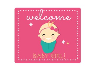 welcome baby girl celebration.vector illustrator