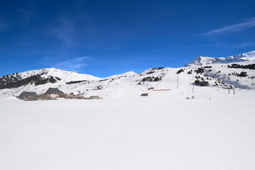 Fototapeta na wymiar Baqueira Beret in Lerida Catalonia ski spot resort in Aran Valley