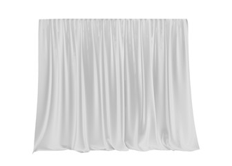 White silk curtain isolated on white background. 3d render.