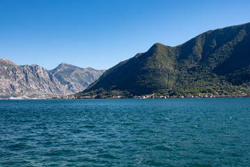 Fototapeta na wymiar Kotor bay seascape panoramic summer view, Montenegro