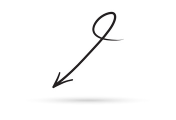 curve arrow draw doodle brush sketch cartoon isolated on white background