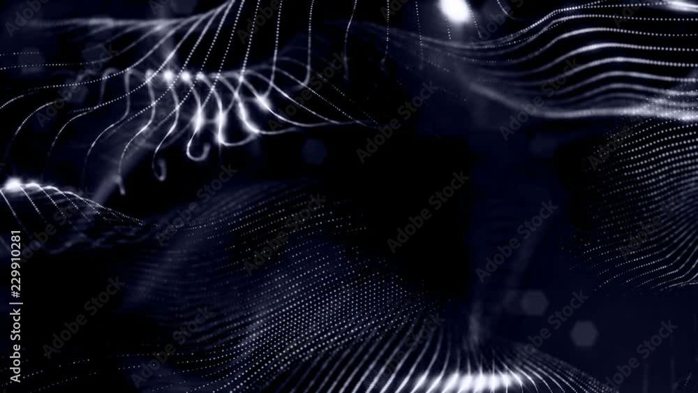 Poster 3d abstract looped background with glow particles like christmas or new year garland or sparks that 