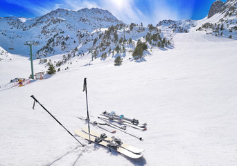 Fototapeta na wymiar Ordino Arcalis ski resort sector in Andorra
