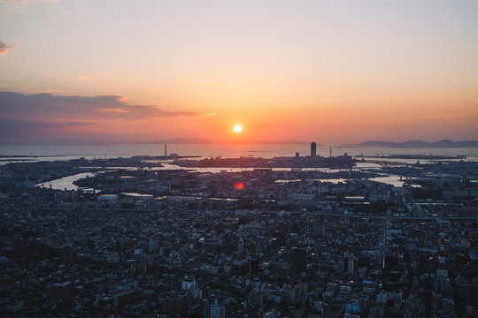 大阪夕日