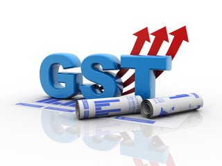 3d rendering GST Tax India with business graph