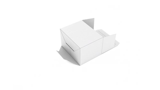 Assembly sequence of a simple cardboard box. 3d animation
