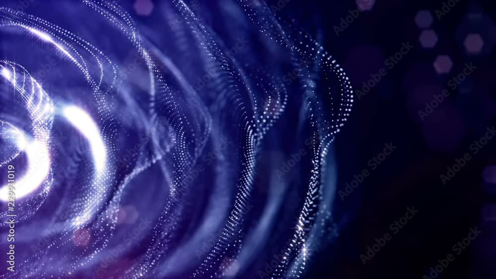 Poster 3d abstract looped background with glow particles like christmas or new year garland or sparks that 
