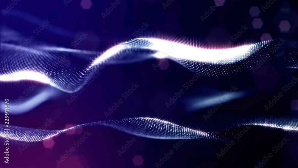 Poster 3d abstract looped background with glow particles like christmas or new year garland or sparks that 