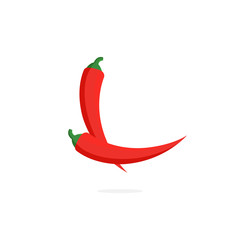 Vector Logo Red Chili Pepper Letter L