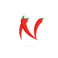 Vector Logo Red Chili Pepper Letter N