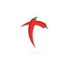 Vector Logo Red Chili Pepper Letter T