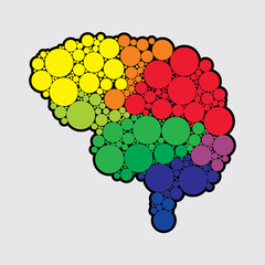 Colorful vector brain illustration, mind concept drawing