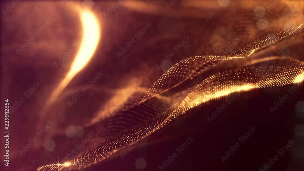 Poster 3d abstract looped background with glow particles like christmas or new year garland or sparks that 