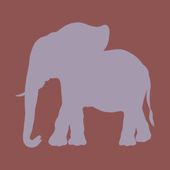 lilac silhouette of a big walking elephant