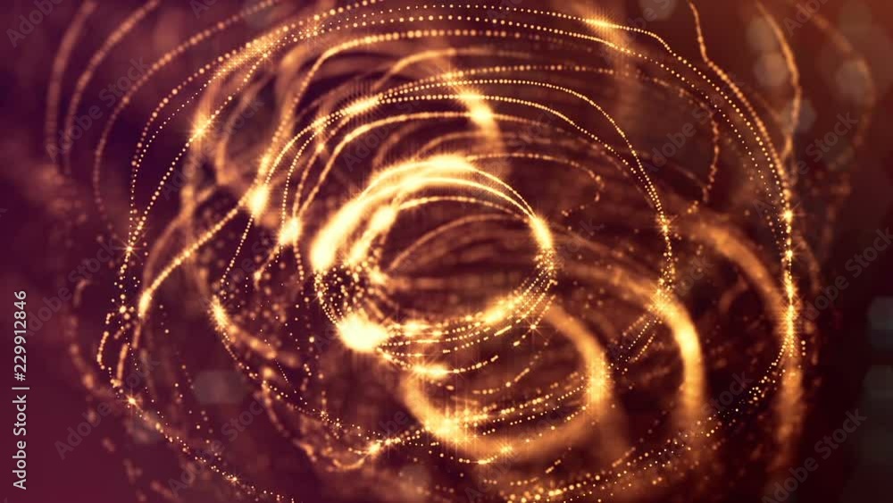 Poster 3d abstract looped background with glow particles like christmas or new year garland or sparks that 