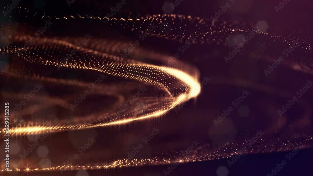 Poster 3d abstract looped background with glow particles like christmas or new year garland or sparks that 