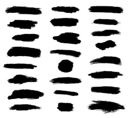 Dry brush, pen, marker abstract strokes set