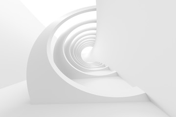Obraz premium Abstract Architecture Background. White Circular Tunnel Building