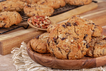 Raisin Pecan Oatmeal Cookies on a Plate