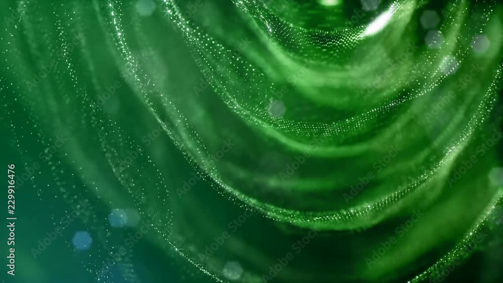 Poster 3d abstract looped background with glow particles like christmas or new year garland or sparks that 