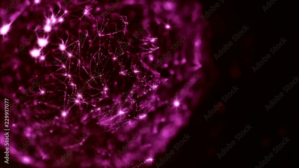 Poster 3d abstract looped background with glow particles like christmas or new year garland or sparks that 