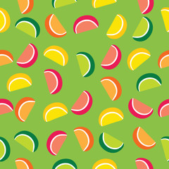 Seamless pattern of citrus slices. Fruit background.
