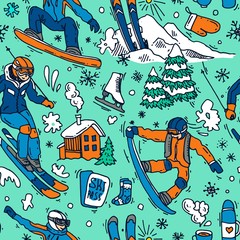 Beautiful hand drawn vector illustration winter sport.