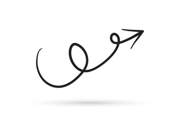 curve arrow draw doodle brush sketch cartoon isolated on white background