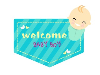 Welcome baby boy celebration.vector illustrator