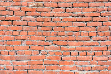 abstract red brick wall texture, old weathered surface