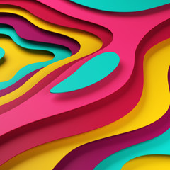 3D abstract background with paper cut shapes. Smooth shapes illustration.